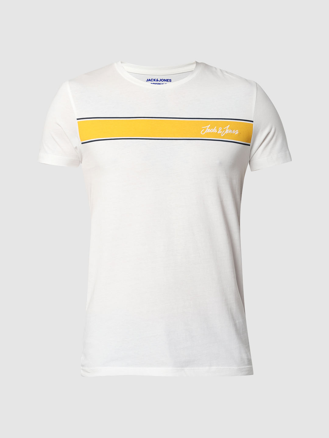 White Logo Print Crew Neck T-Shirt