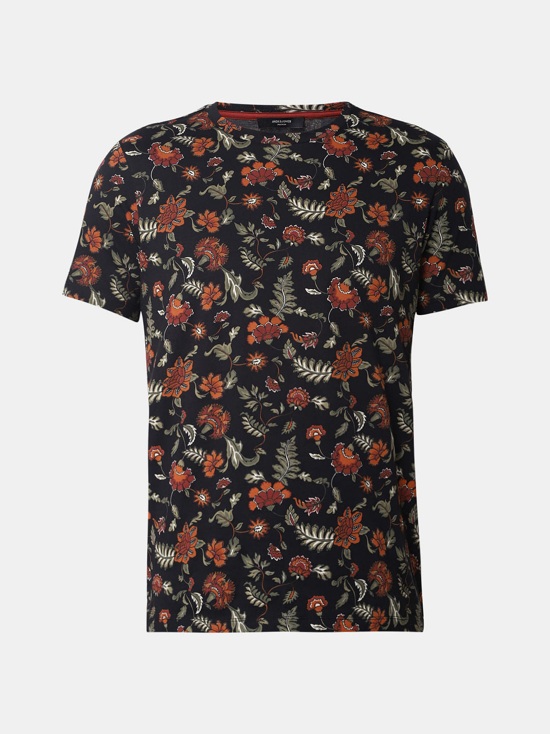 Black All Over Print Crew Neck T-Shirt