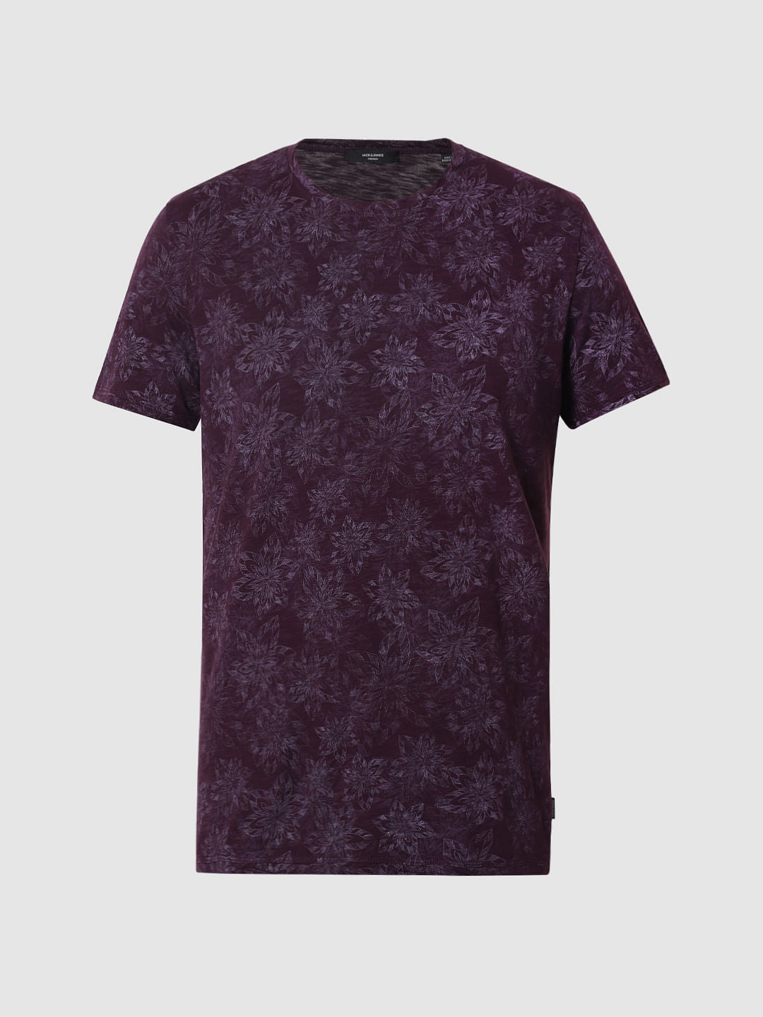 Purple All Over Print Crew Neck T-Shirt