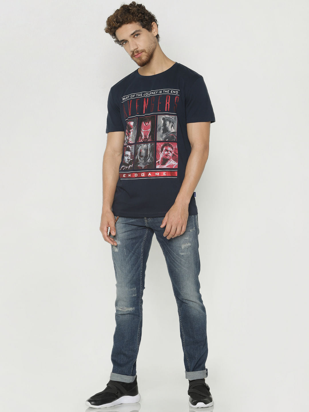 X Avengers Blue Printed Crew Neck T-Shirt