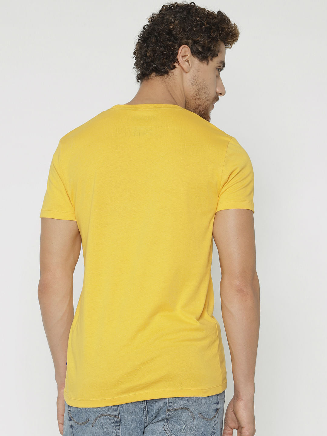 X Avengers Yellow Captain America Print Crew Neck T-Shirt