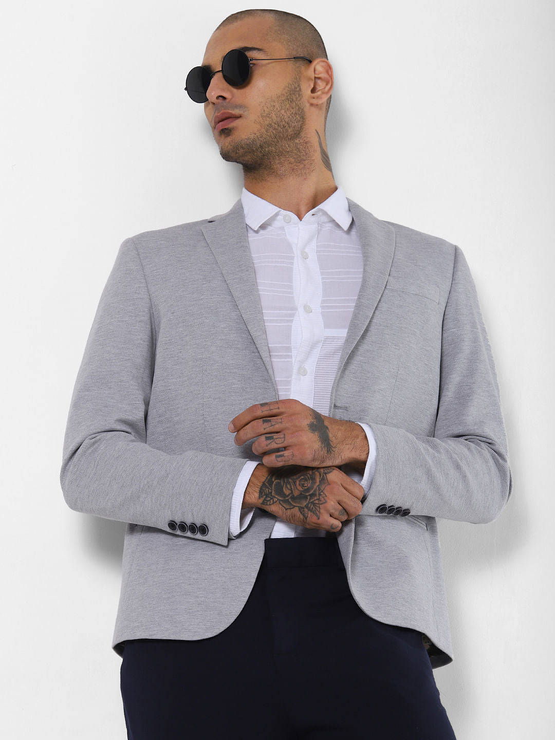 Light Grey Slim Fit Blazer