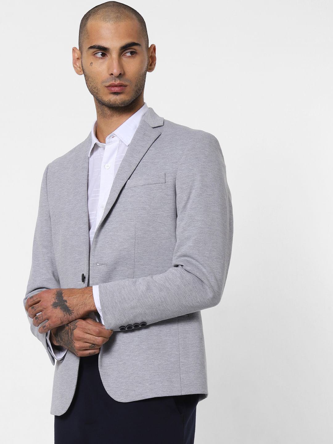 Light Grey Slim Fit Blazer