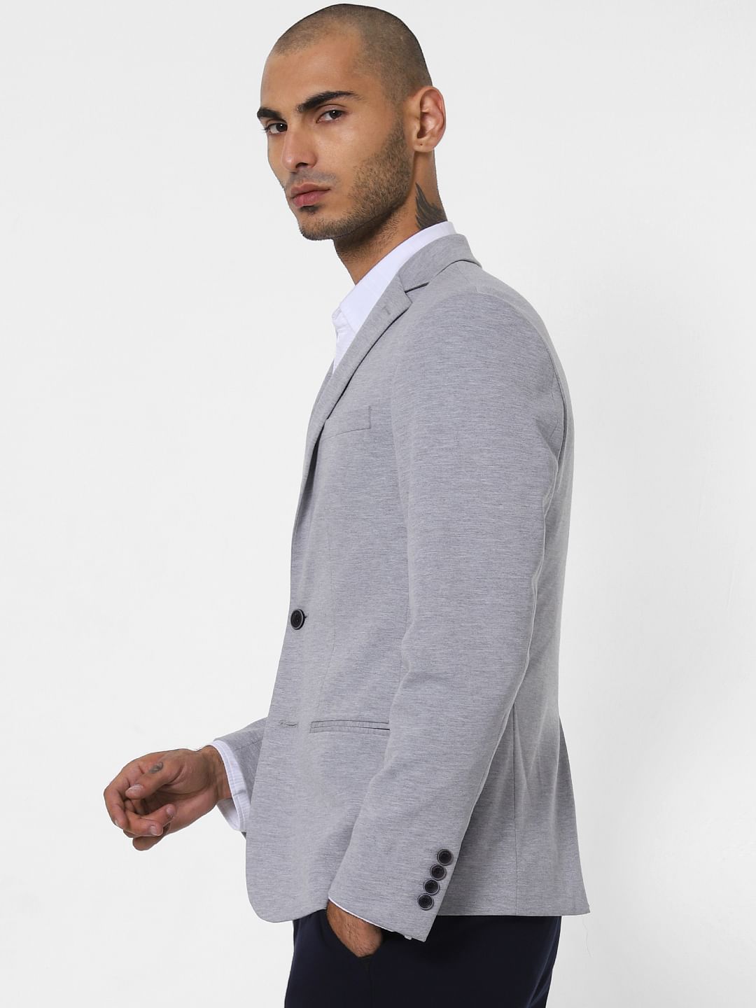 Light Grey Slim Fit Blazer