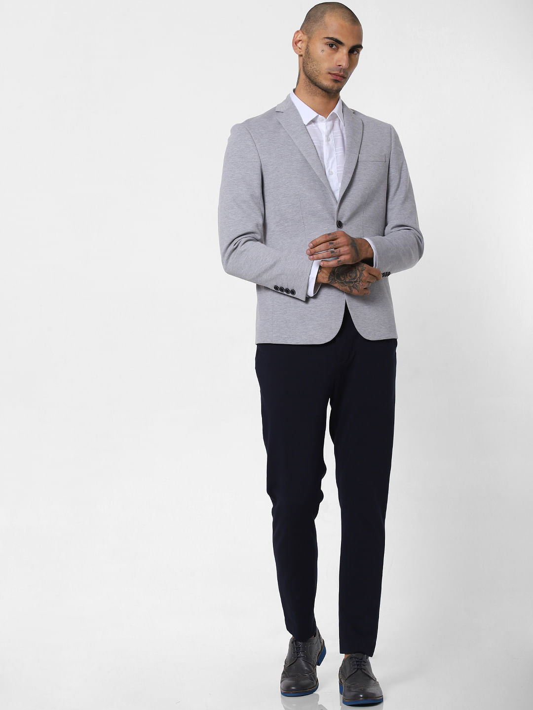 Light Grey Slim Fit Blazer