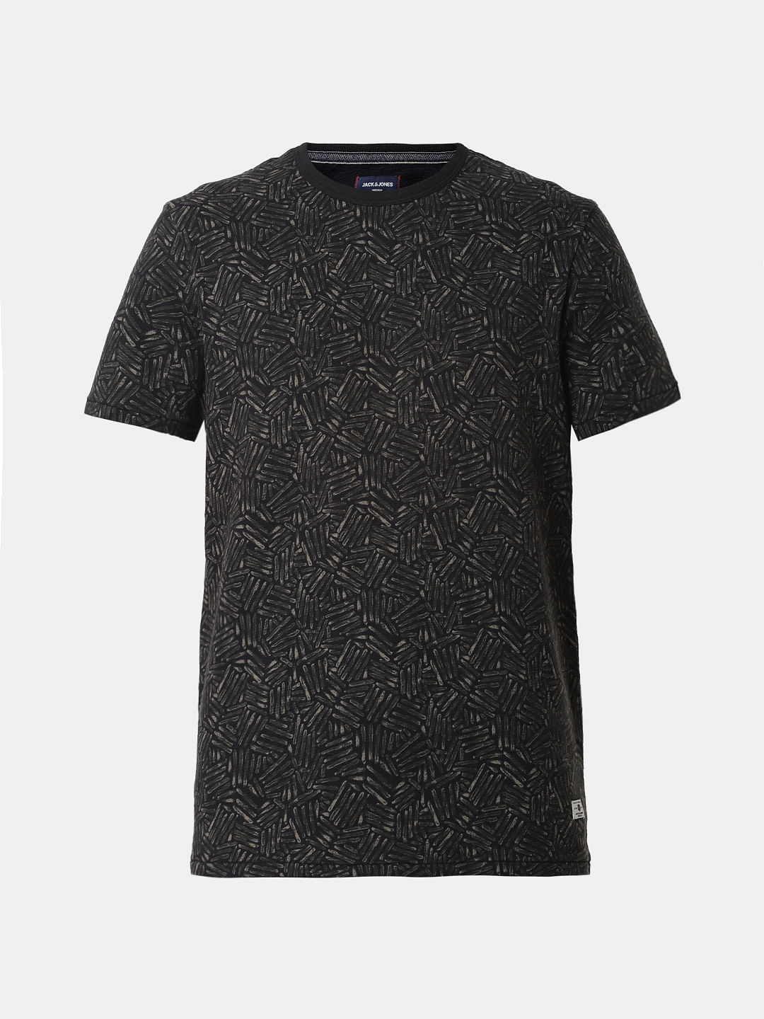 Black All Over Print Crew Neck T-Shirt