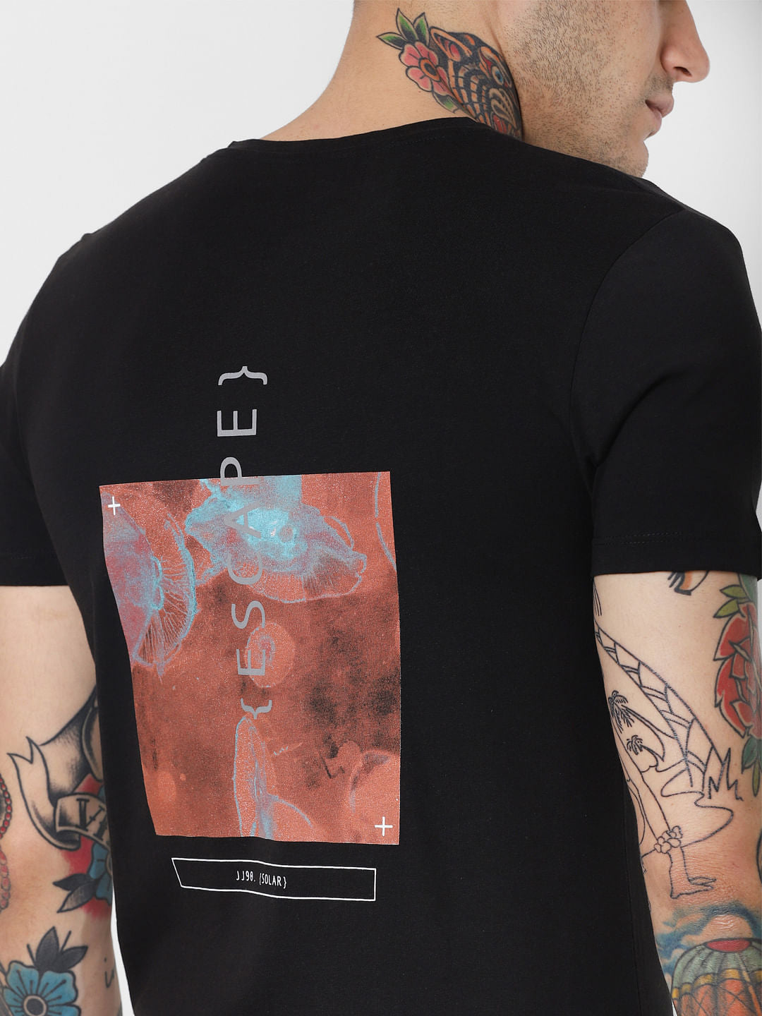 Black Graphic Print Crew Neck T-Shirt
