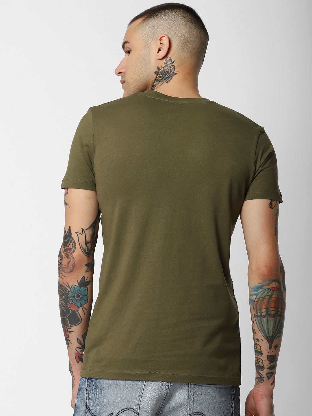 Green Logo Print Crew Neck T-Shirt