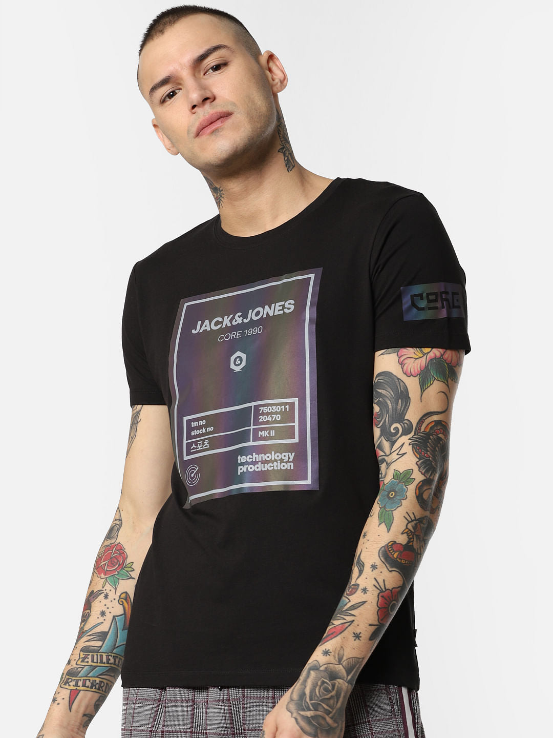 Black Logo Print Crew Neck T-Shirt