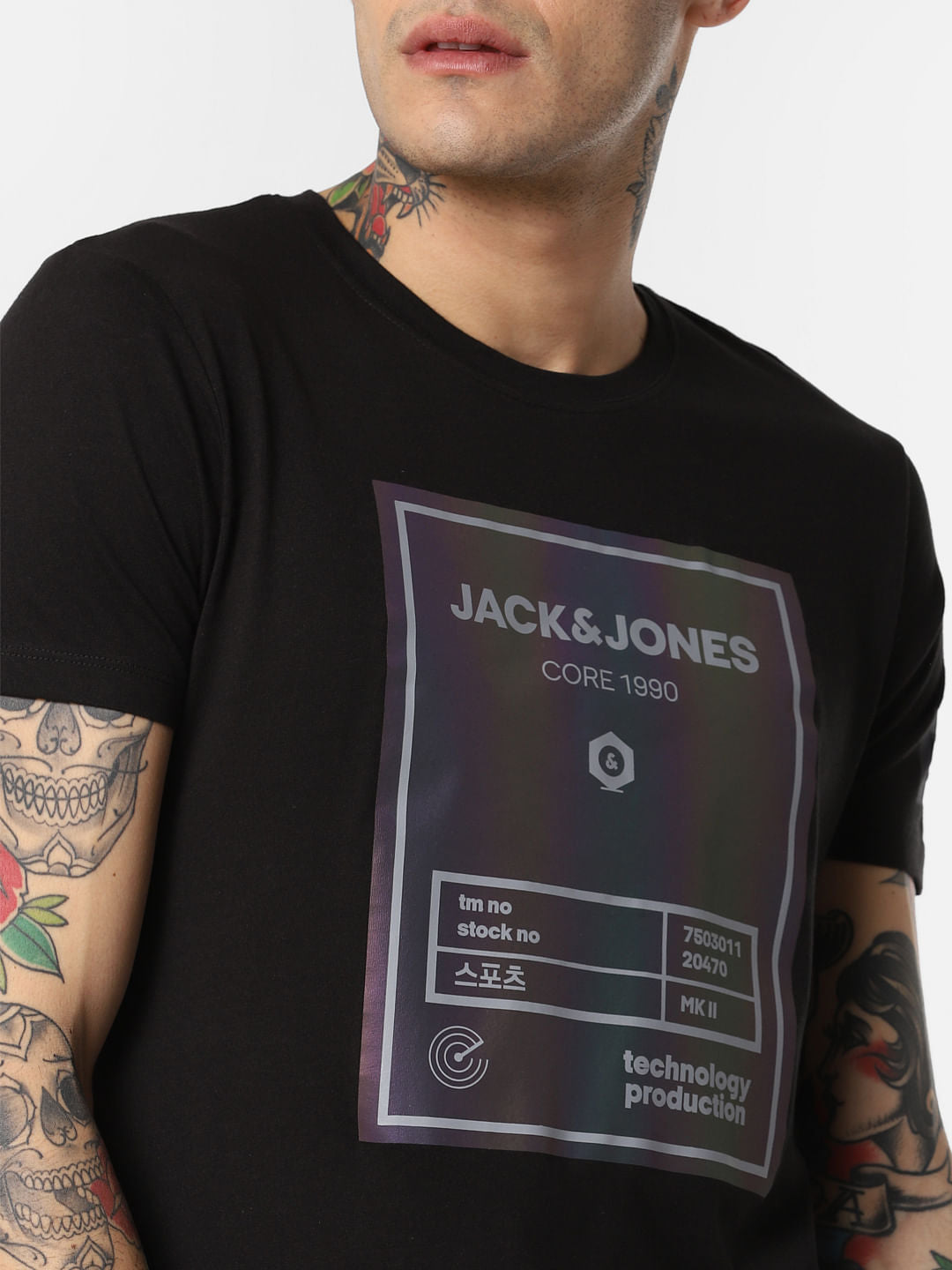 Black Logo Print Crew Neck T-Shirt