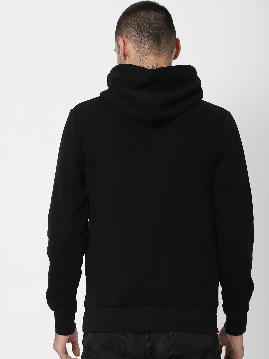 Black Logo Print Hooded Sweatshirt
