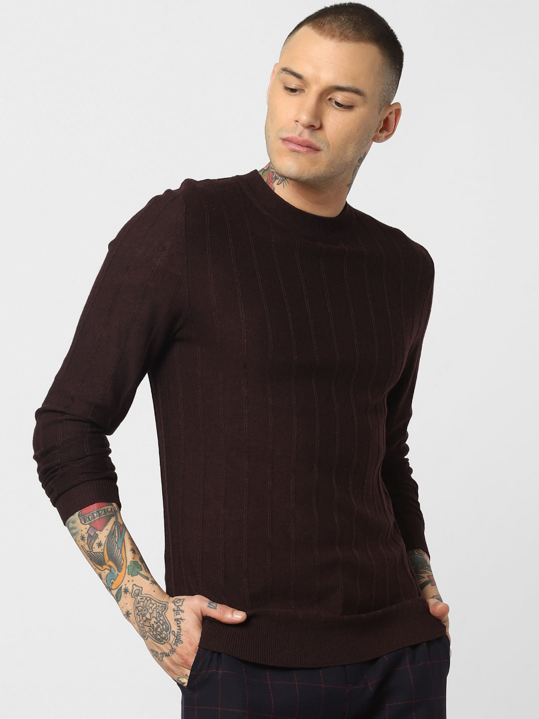 Burgundy Striped Pullover