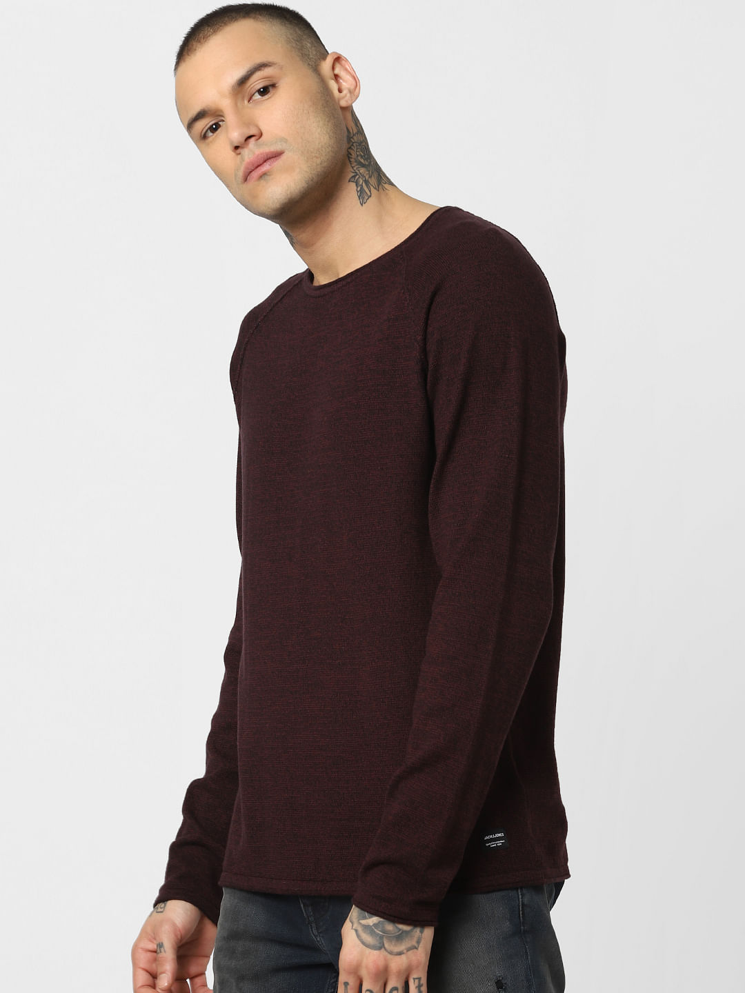 Burgundy Crew Neck Pullover