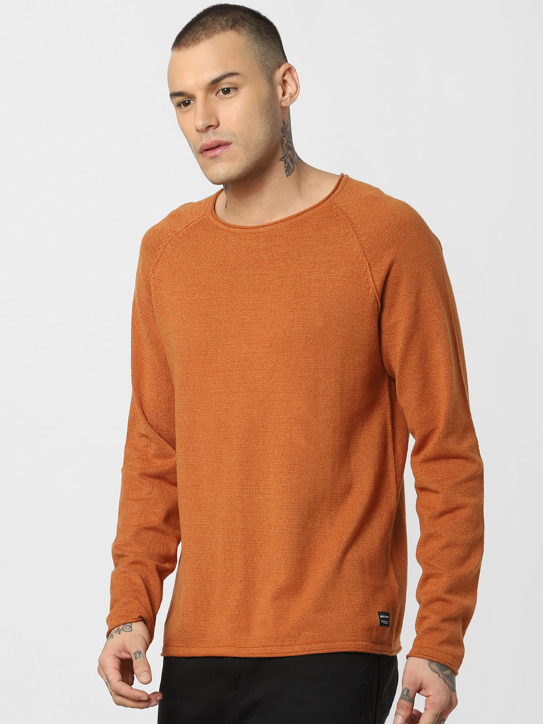 Brown Crew Neck Pullover