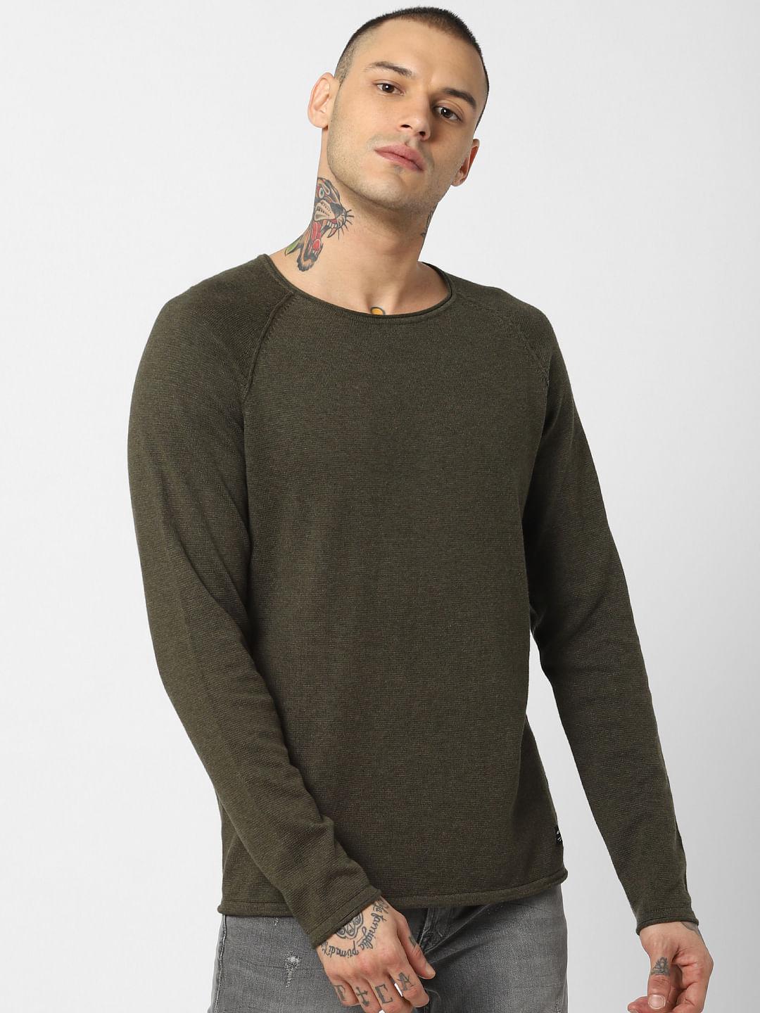 Olive Crew Neck Pullover