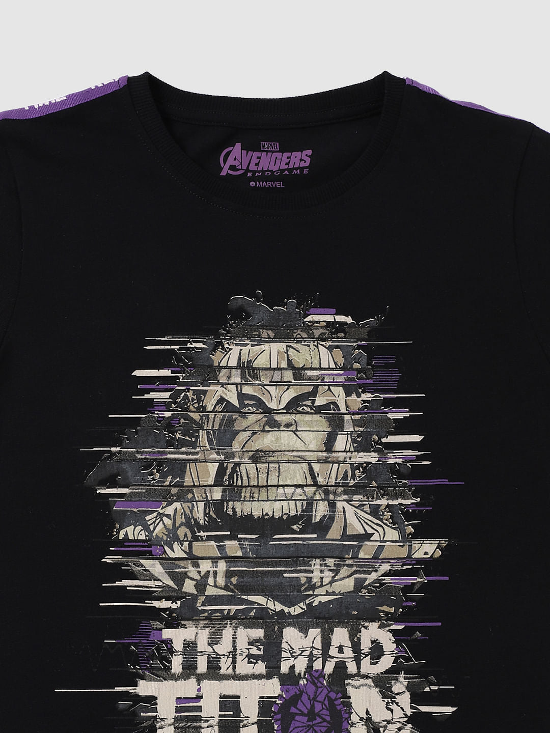 Boys Black Thanos Print Crew Neck T-shirt