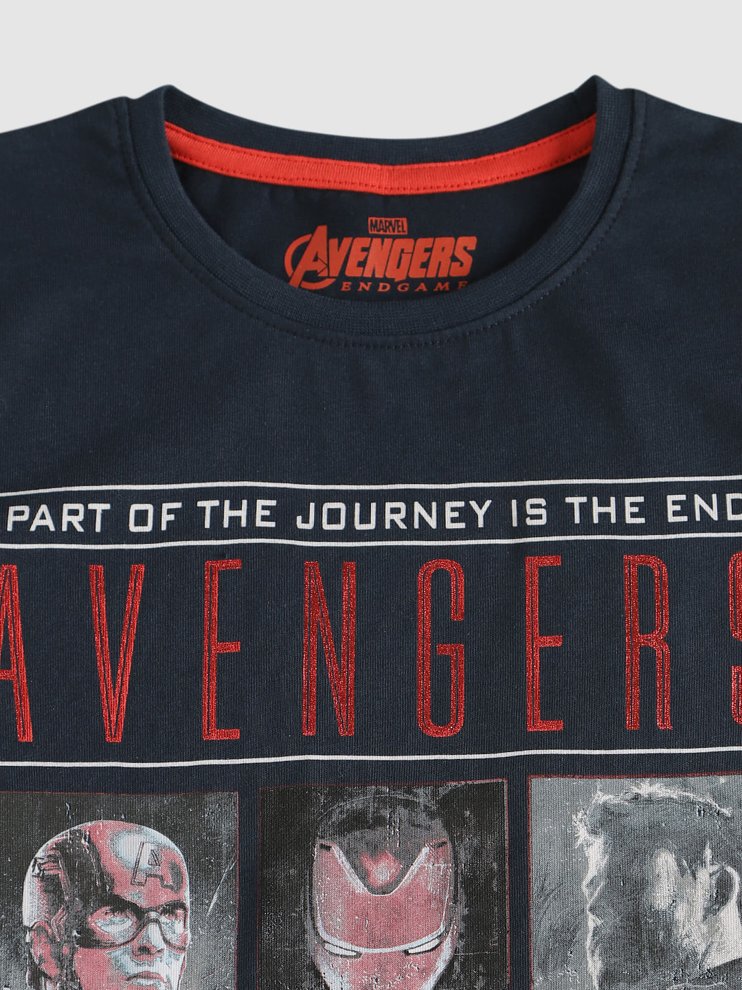 Boys X Avengers Blue Printed Crew Neck T-Shirt