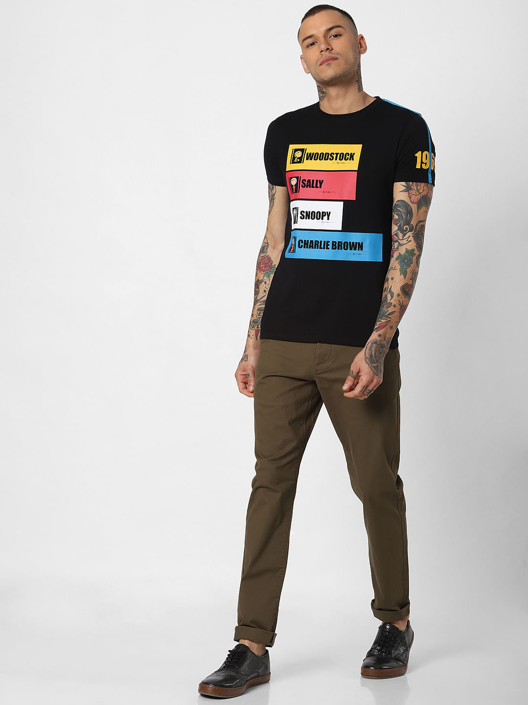 X Snoopy Black Graphic Print Crew Neck T-Shirt