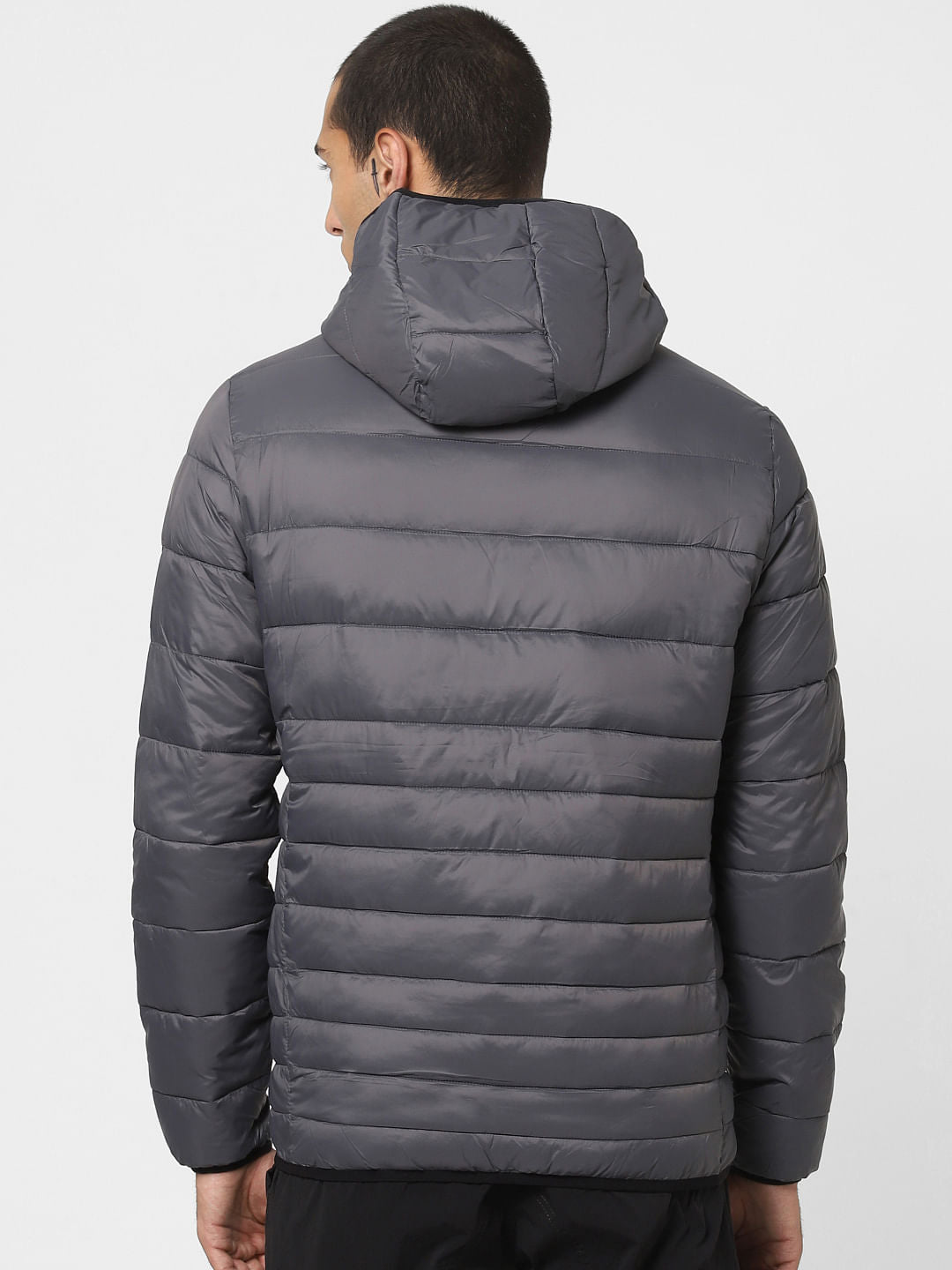 Grey Hooded Puffer Jacket