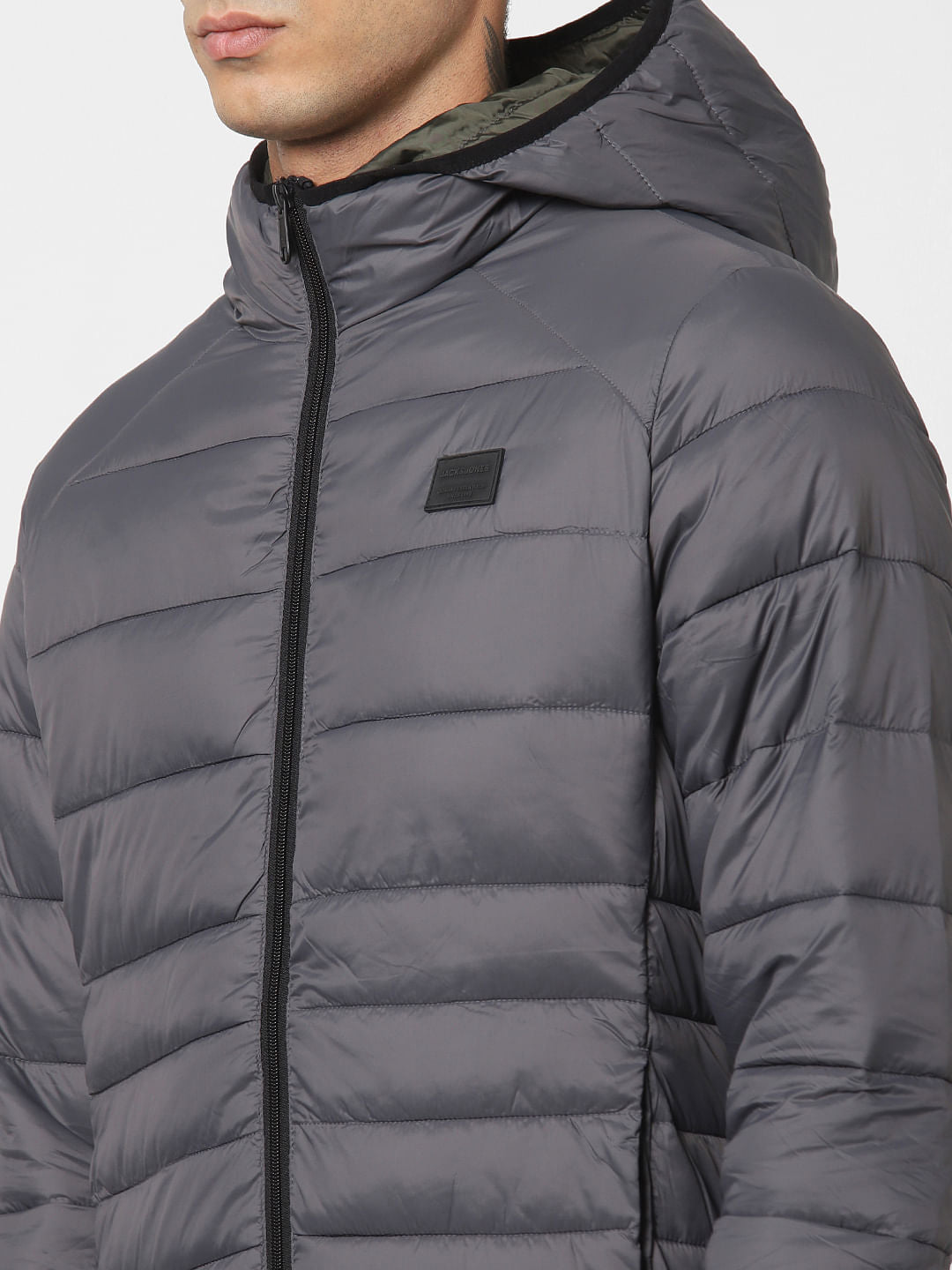 Grey Hooded Puffer Jacket