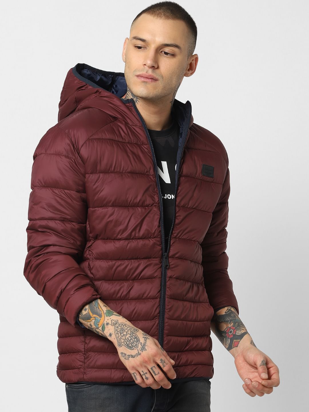 Burgundy Hooded Puffer Jacket