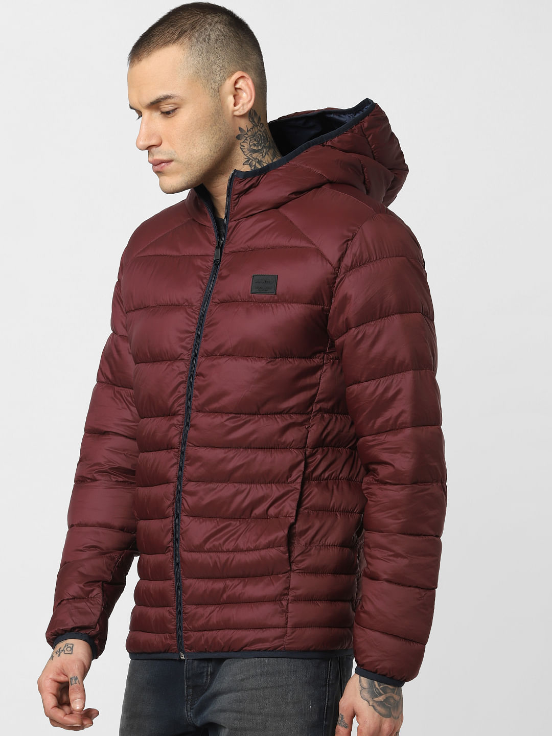 Burgundy Hooded Puffer Jacket