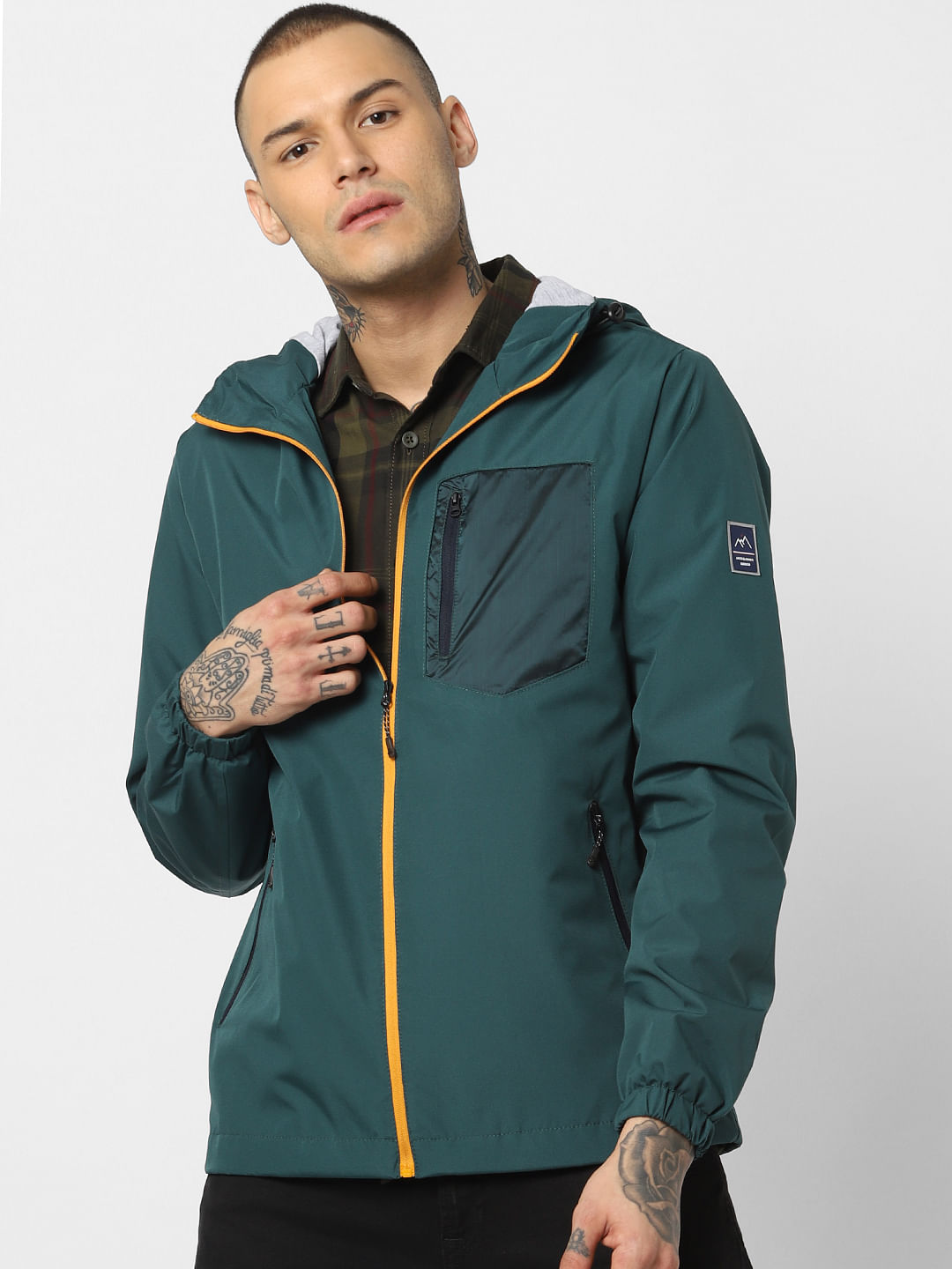 Green Zip Up Hooded Jacket