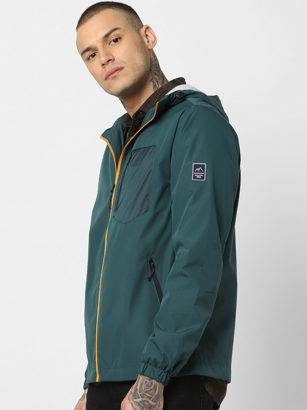 Green Zip Up Hooded Jacket
