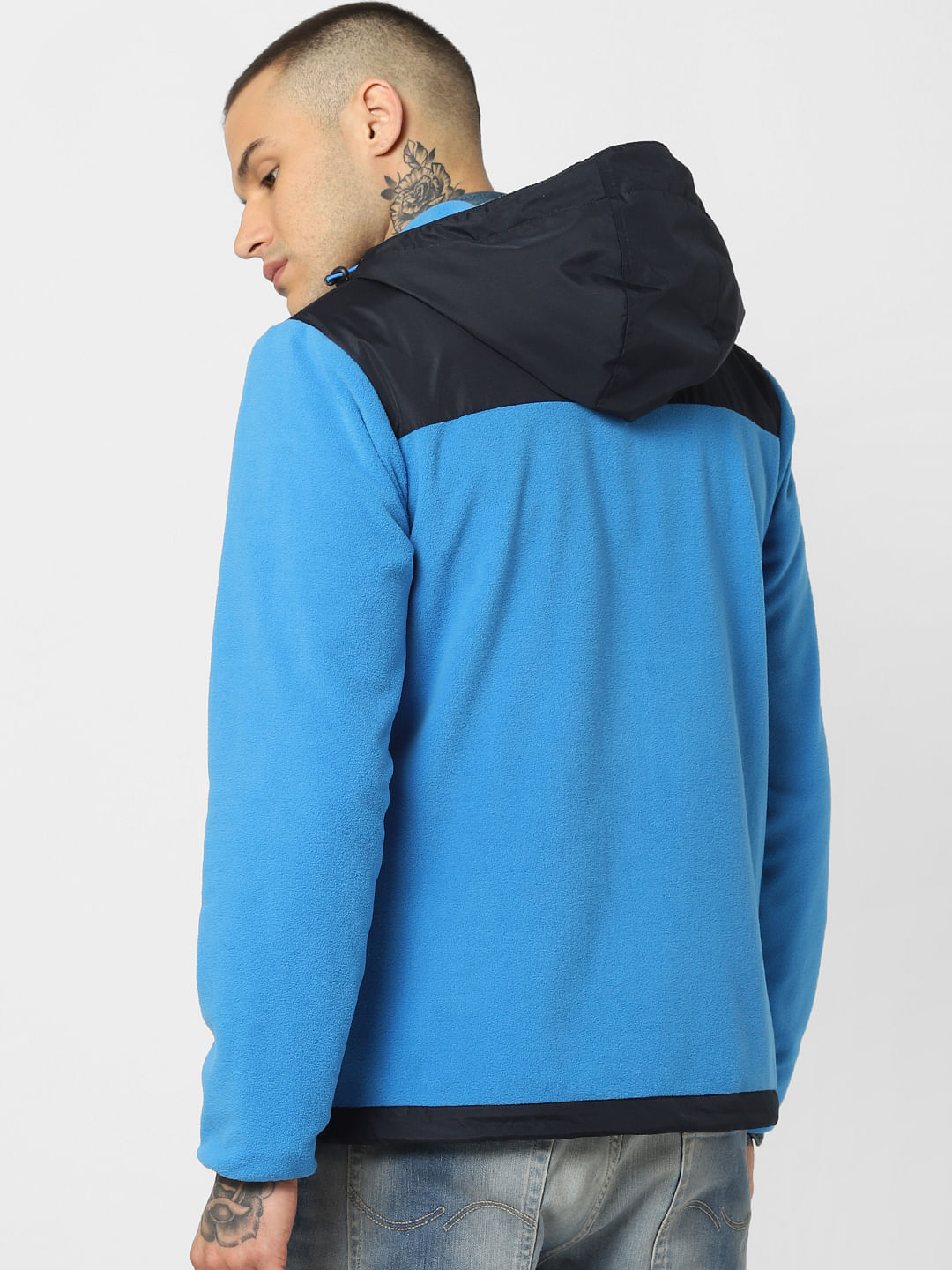 Blue Hooded Fleece Jacket