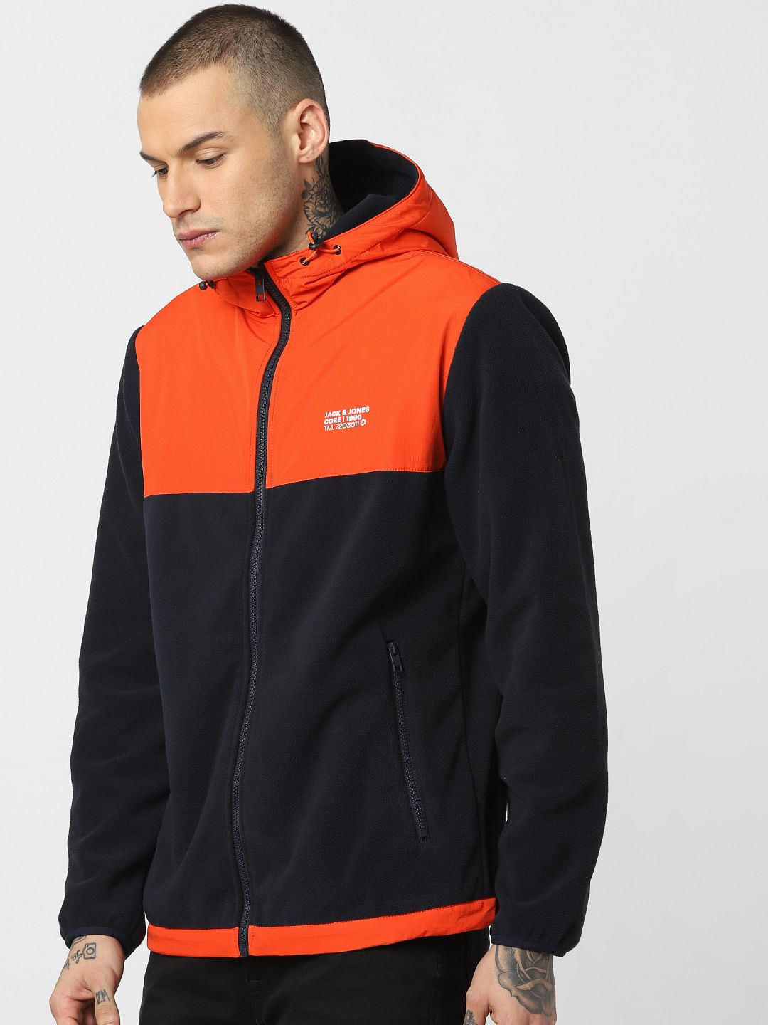 Orange Hooded Fleece Jacket