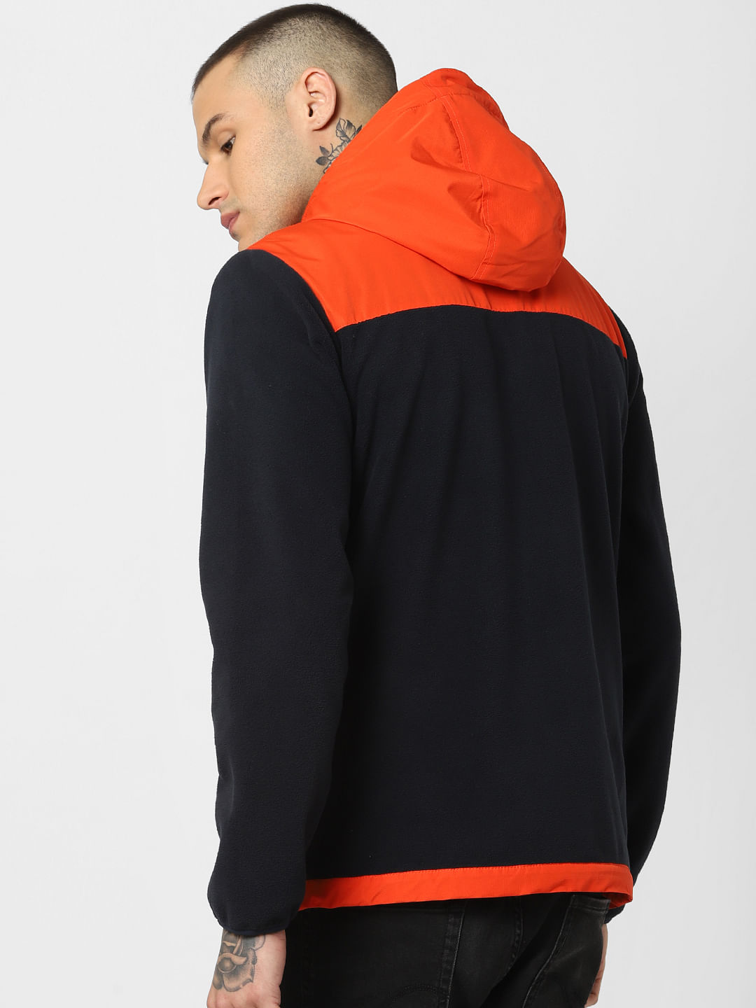 Orange Hooded Fleece Jacket