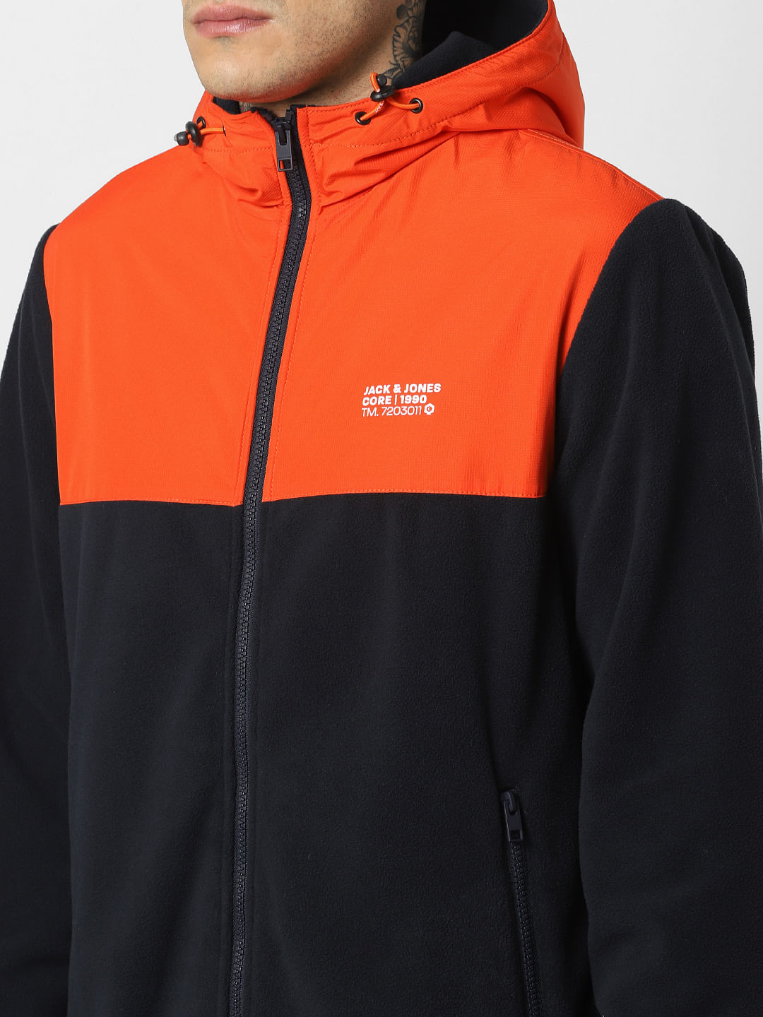 Orange Hooded Fleece Jacket