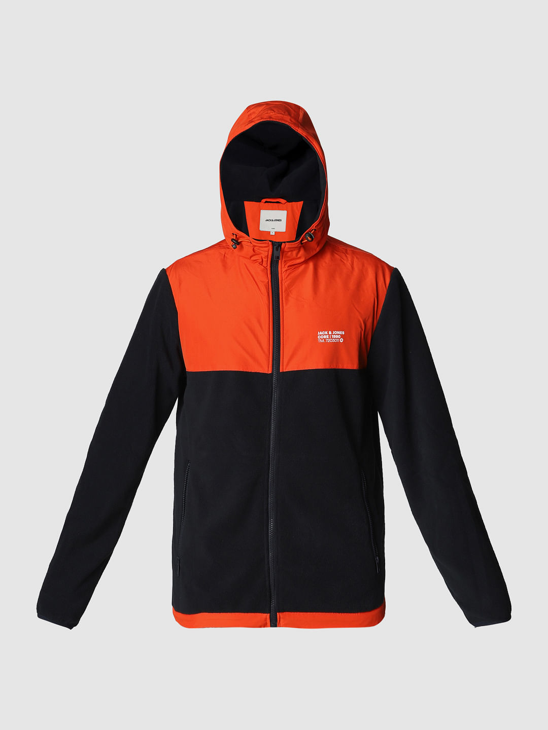 Orange Hooded Fleece Jacket