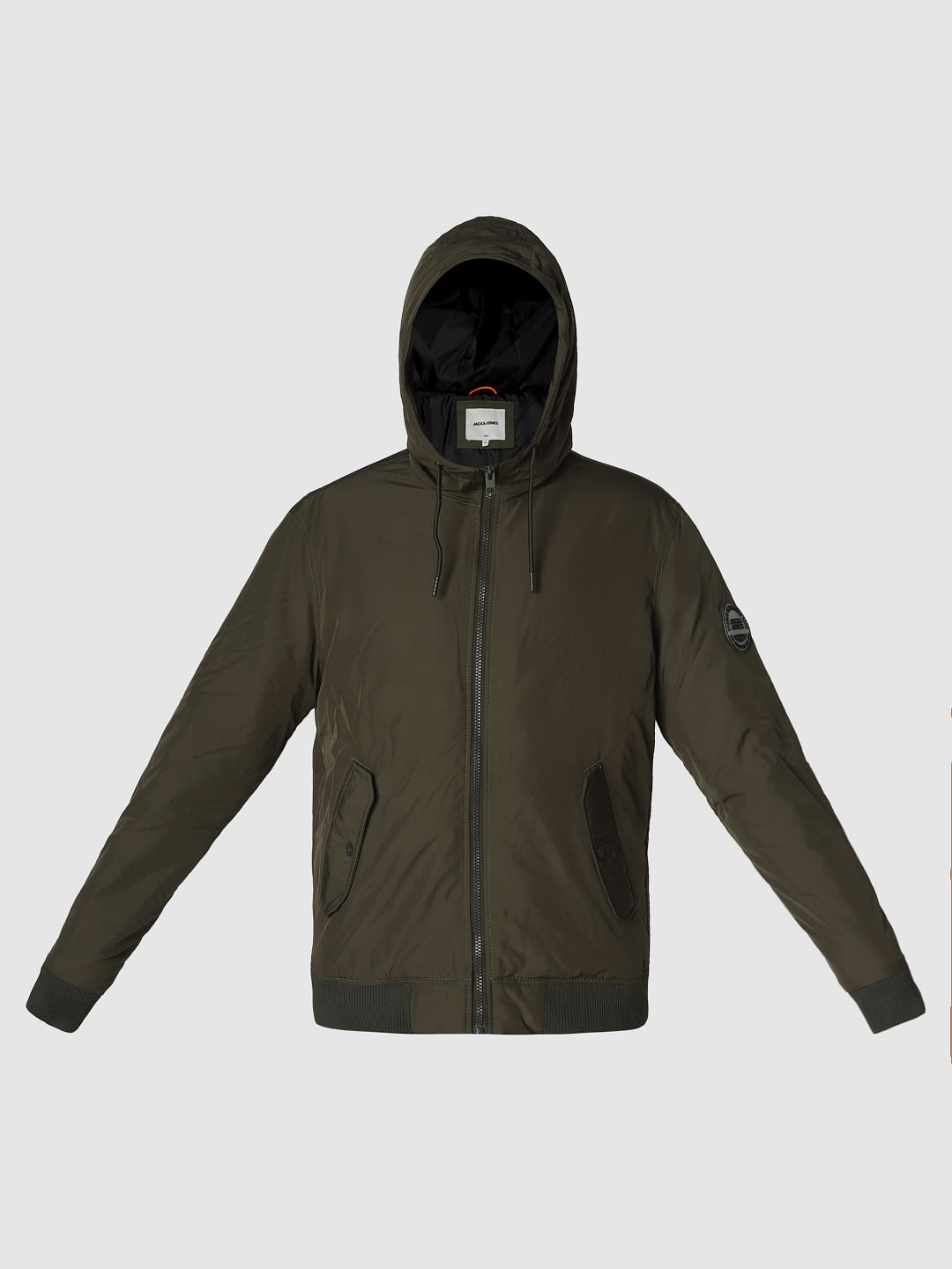 Green Flap Pockets Hooded Jacket