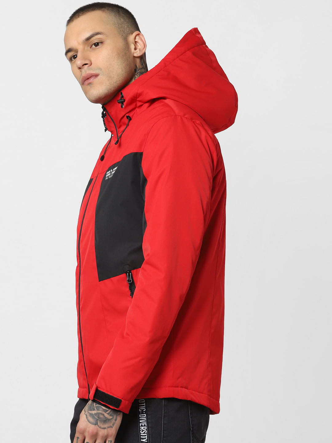 Red Zip Up Hooded Jacket