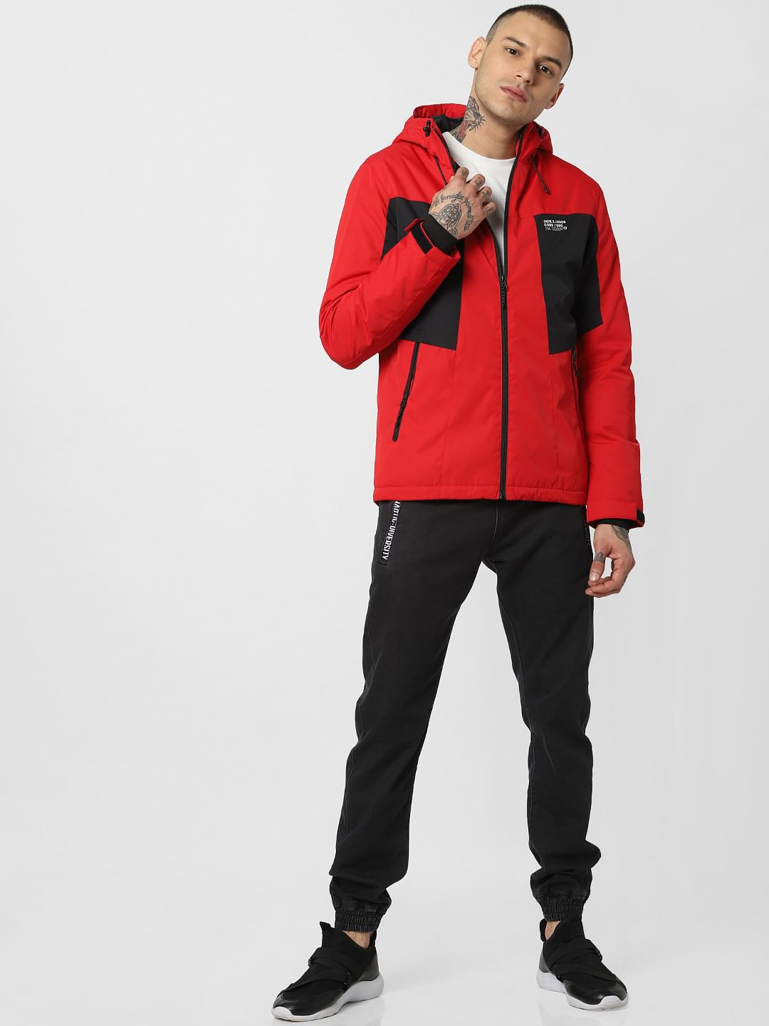 Red Zip Up Hooded Jacket