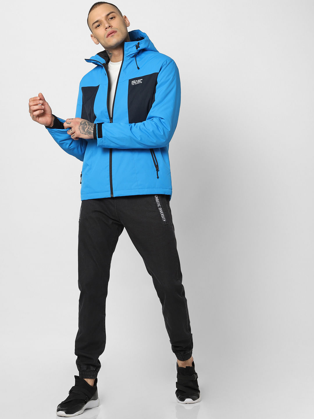Blue Zip Up Hooded Jacket