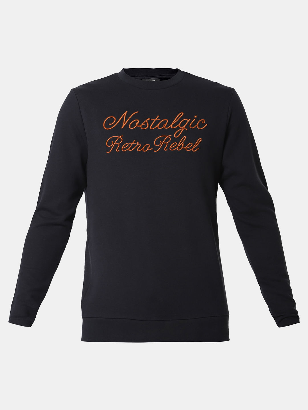 Dark Navy Text Print Sweatshirt