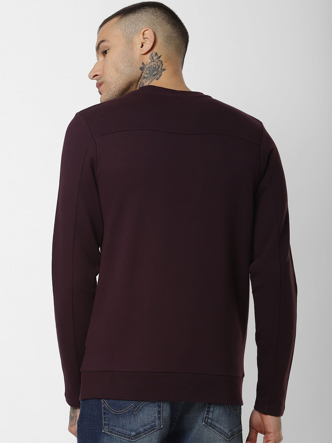 Dark Purple Text Print Sweatshirt