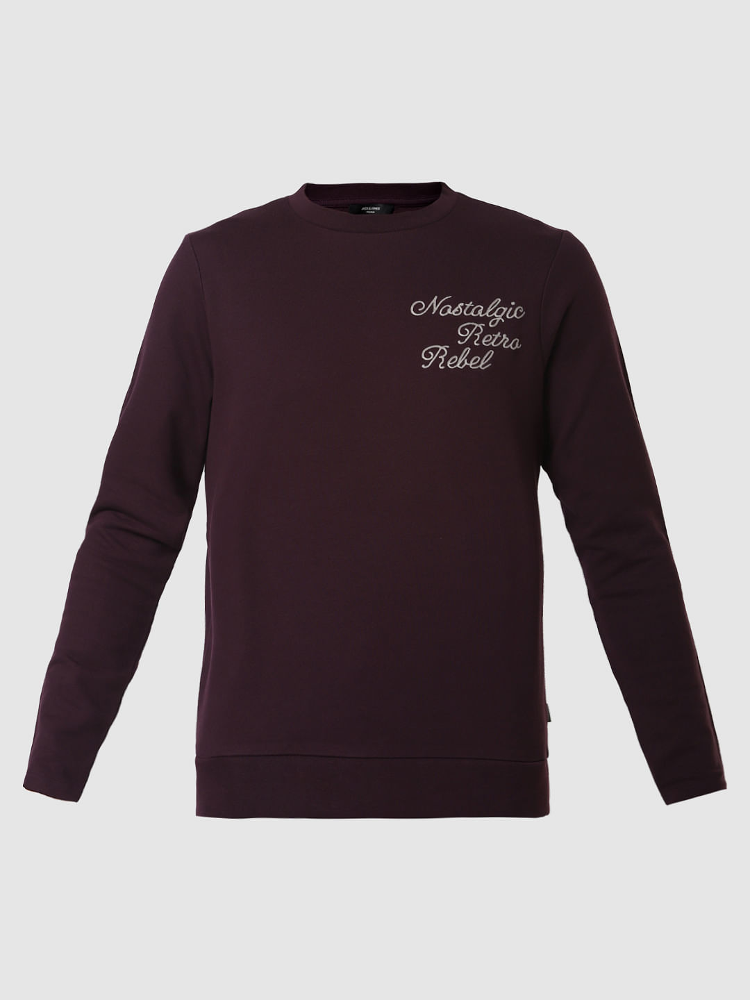 Dark Purple Text Print Sweatshirt