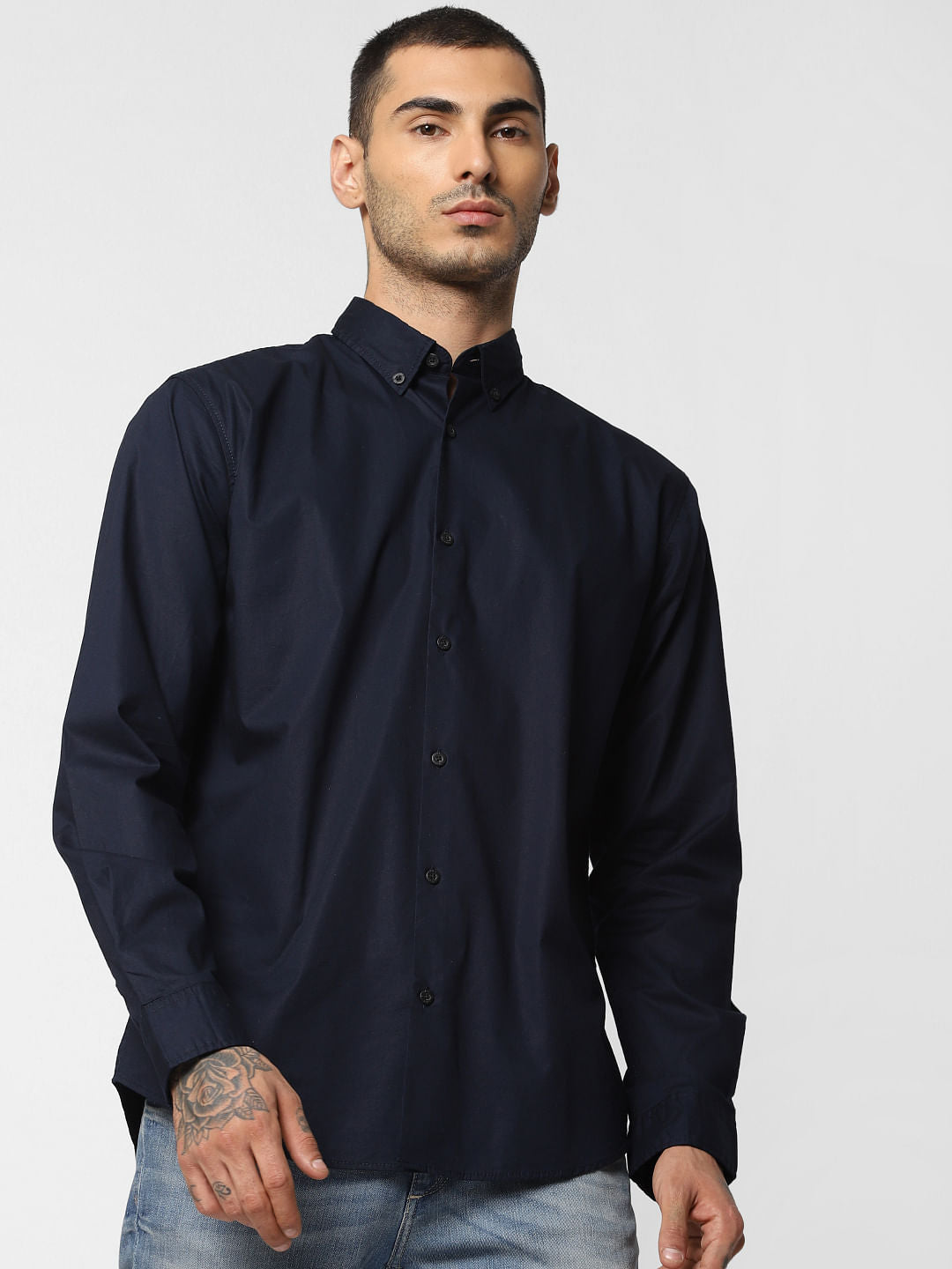 Navy Blue Full Sleeves Shirt