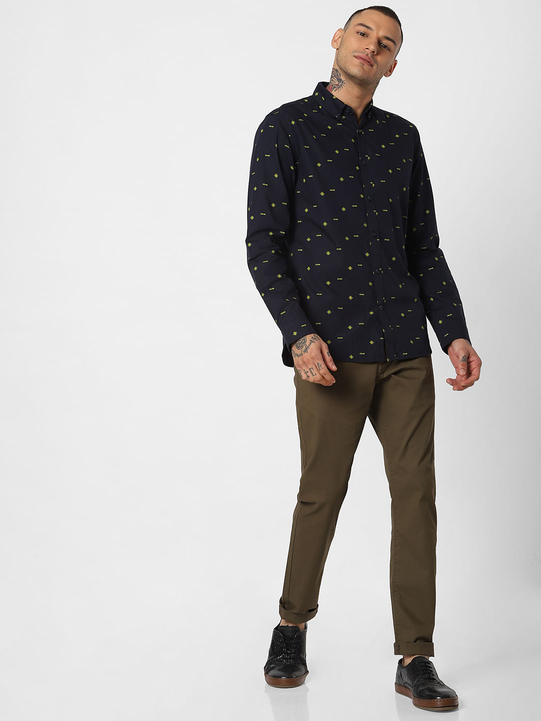 Blue All Over Print Full Sleeves Shirt