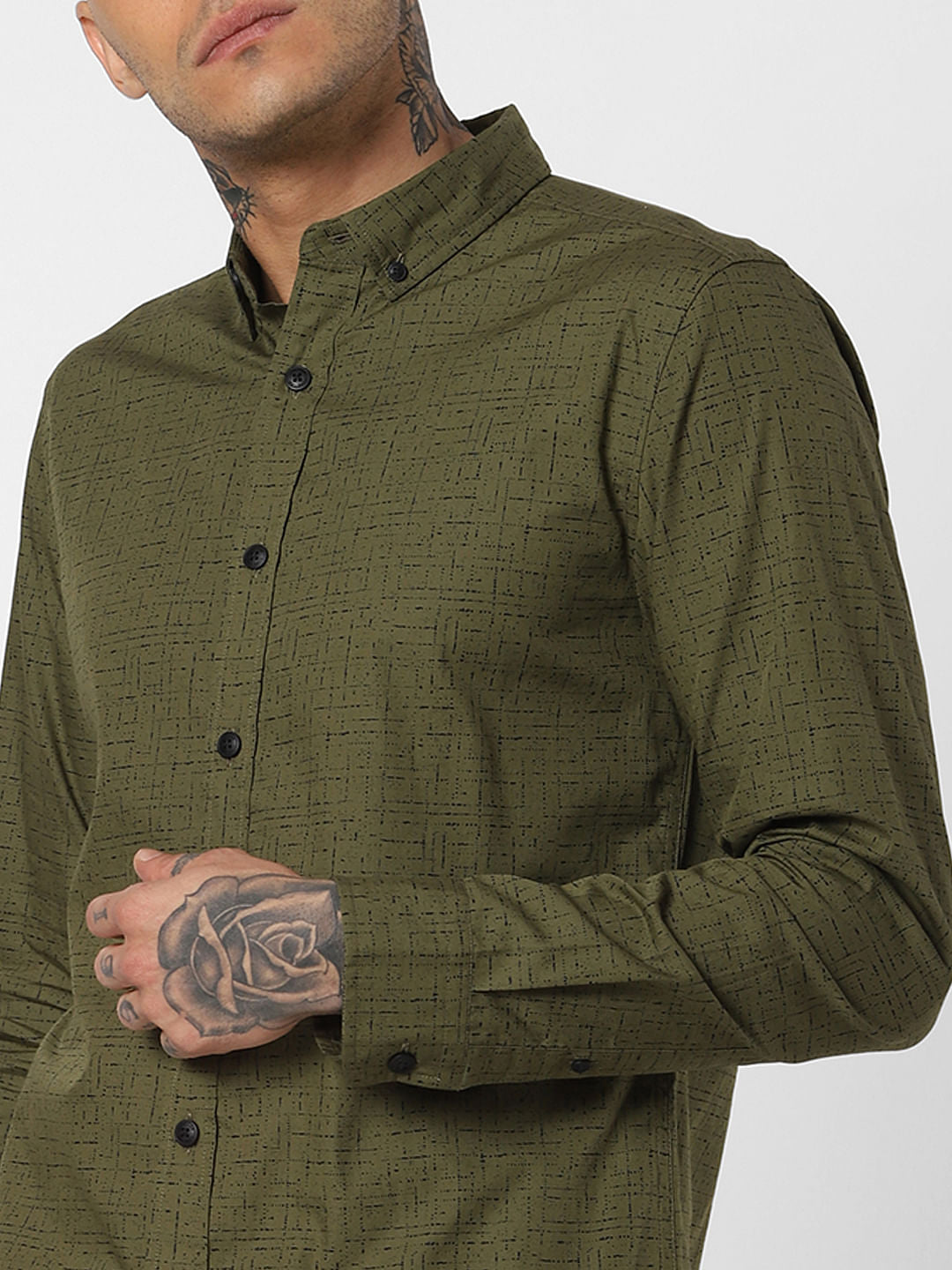 Green All Over Print Full Sleeves Shirt