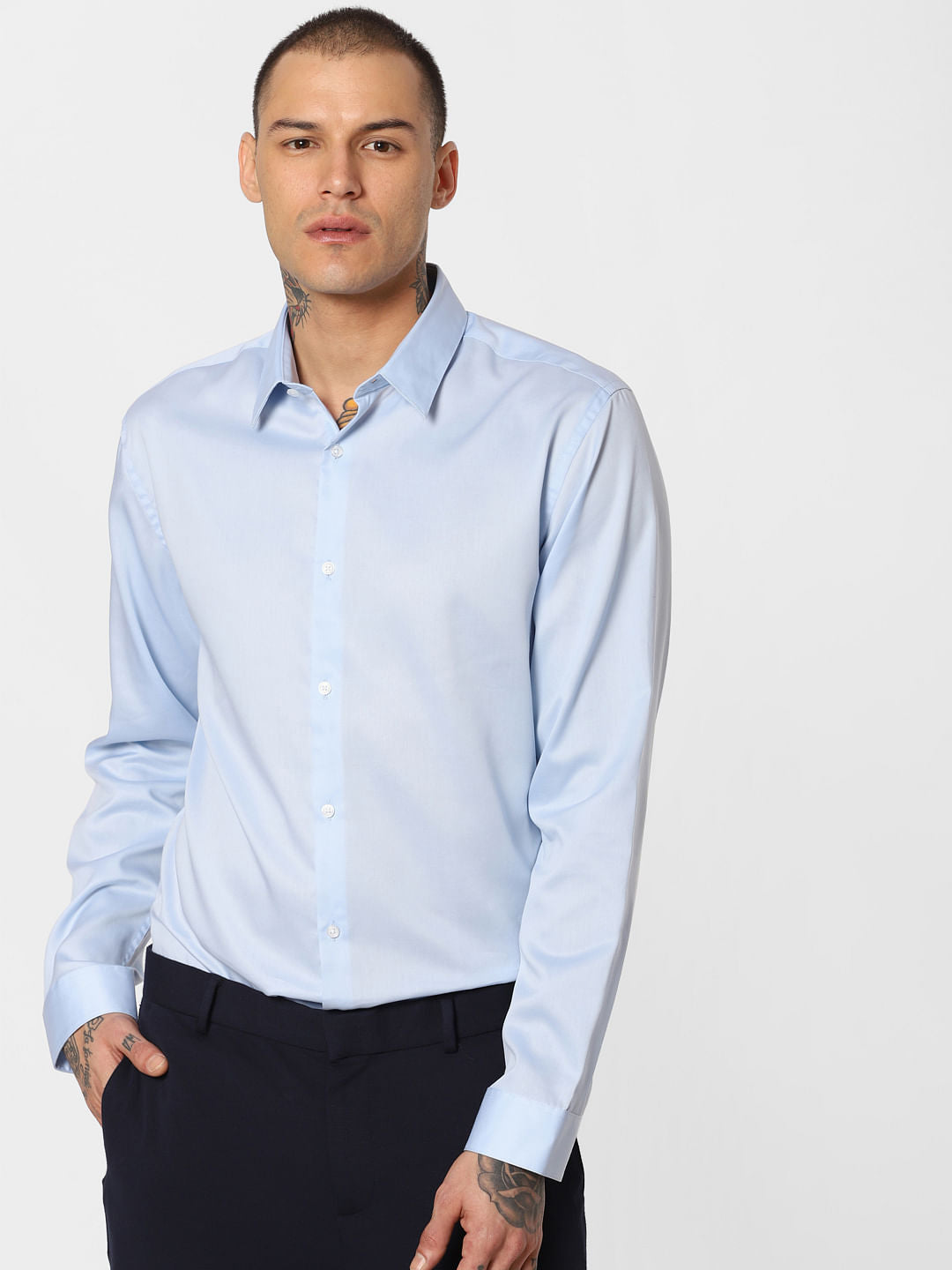 Blue Slim Fit Full Sleeves Shirt