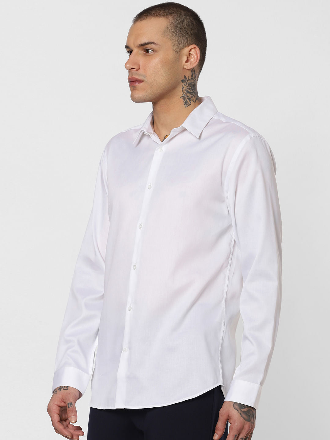 White Slim Fit Full Sleeves Shirt