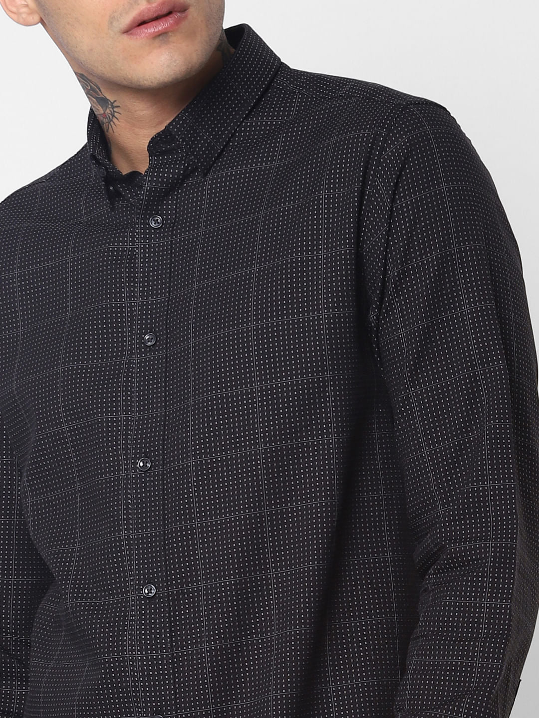 Black Check Full Sleeves Shirt