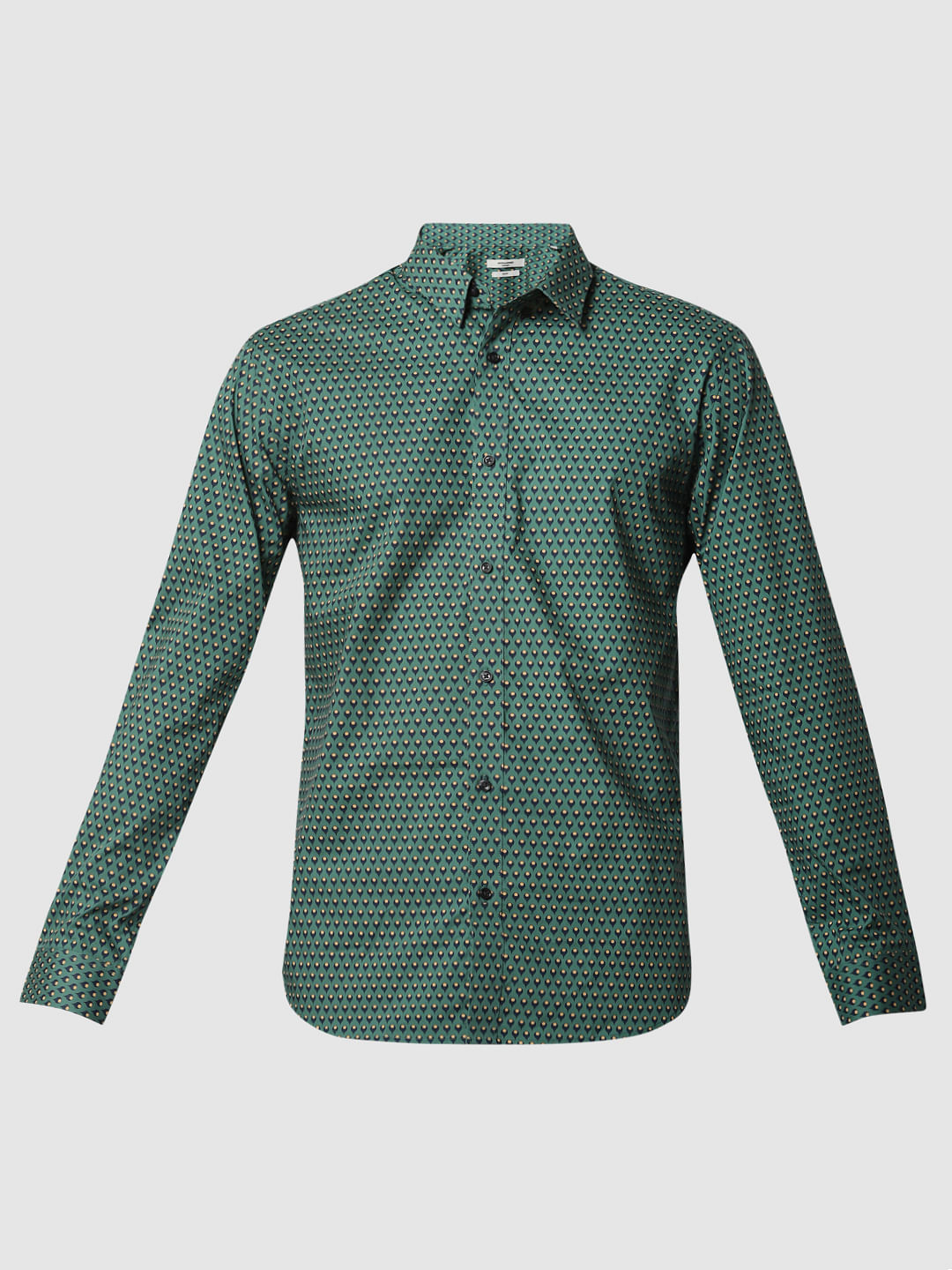 Green All Over Print Full Sleeves Shirt