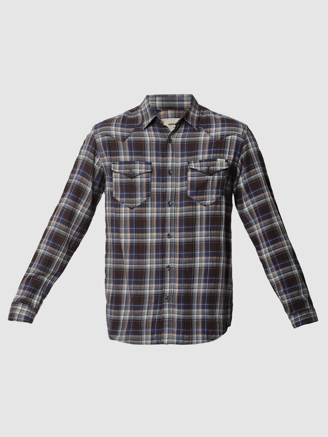 Brown Check Full Sleeves Shirt