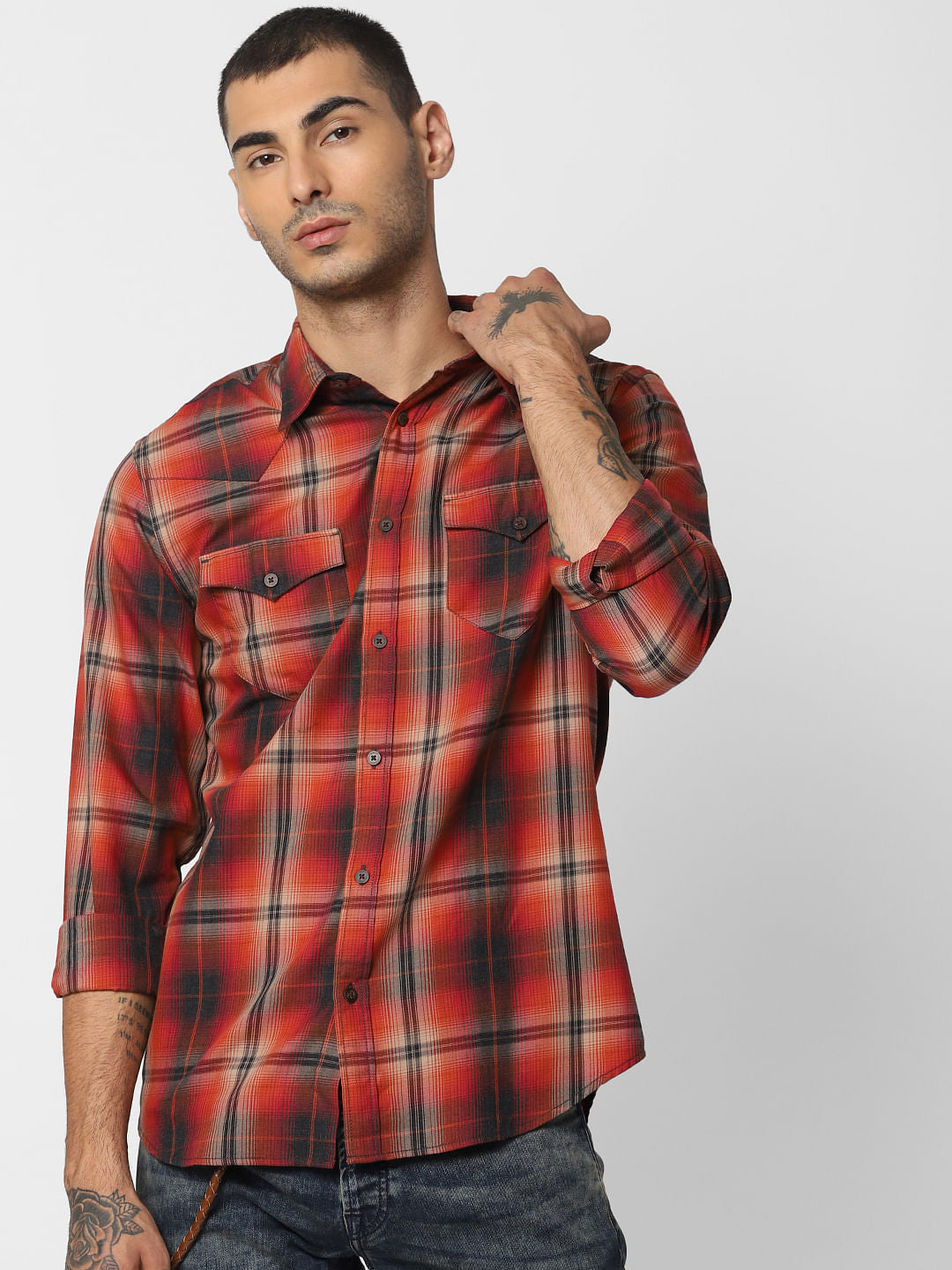 Red Check Full Sleeves Shirt