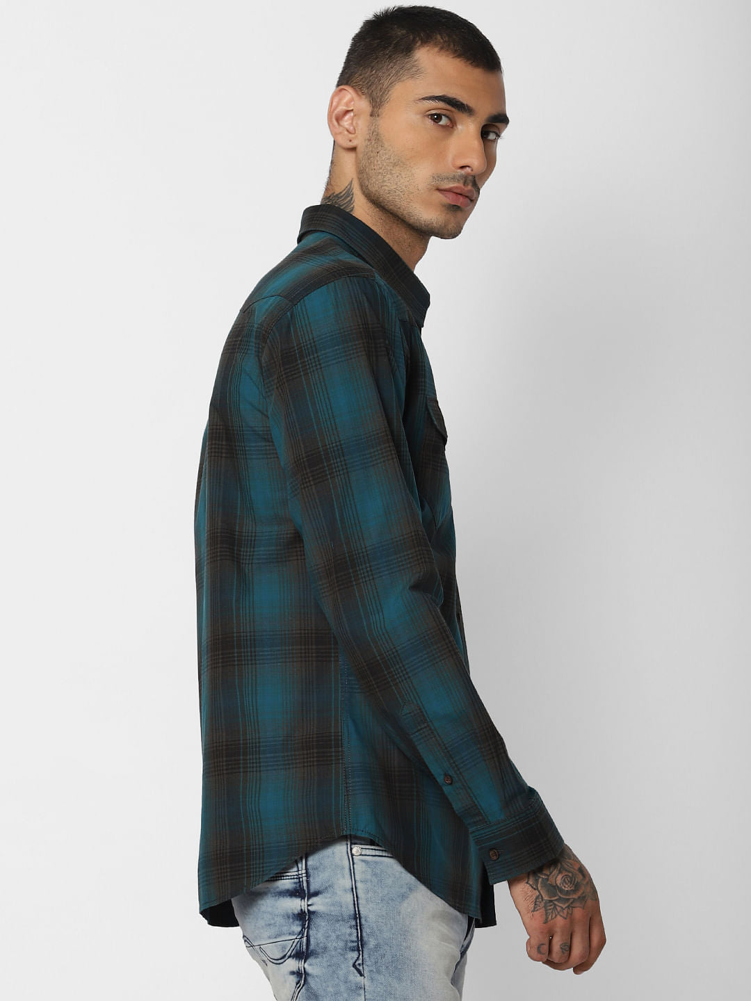 Blue Check Full Sleeves Shirt